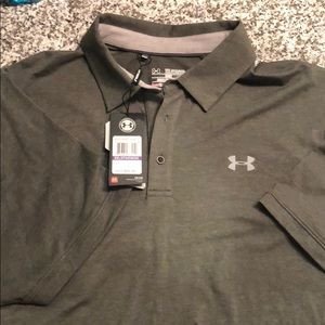 Men’s dark green under armour polo xxl NWT